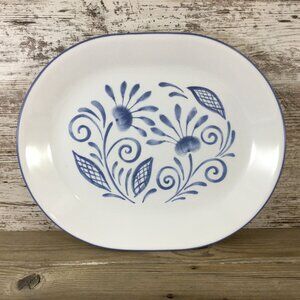 Corelle Oceanview Serving Platter White & Blue Floral 12 1/4" X 10" Oval